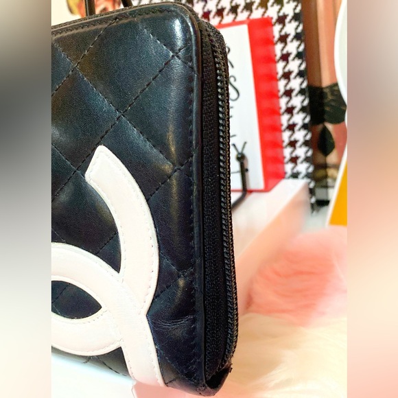 CHANEL Combon Line Lambskin Zip Around Long Wallet Black - Picture 9 of 17